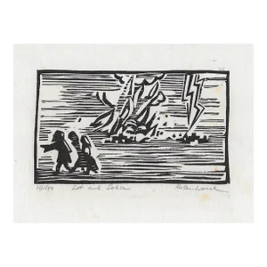 1966 Irwin Rosenhouse Lot and Sodom Woodcut