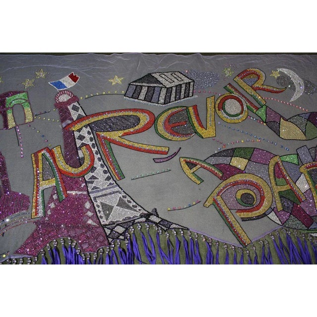 Violet Late 20th Century Vintage Versace Beaded Hanging Textile Art For Sale - Image 8 of 11