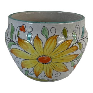Vintage Italian Ceramic Hand Painted Planter For Sale