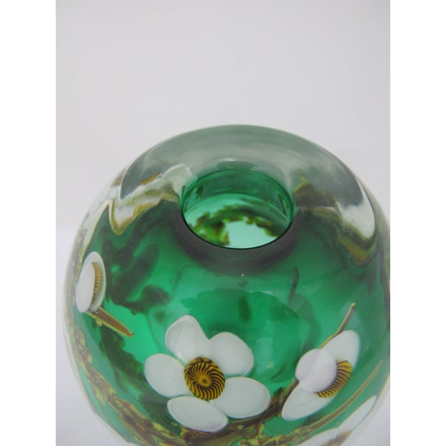 Chris Heilman Multi-Layered Glass Green Plum Blossom Paperweight Vase Sculpture For Sale - Image 10 of 11