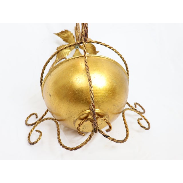 Vintage Italian Gilt Metal Hanging Planter For Sale - Image 12 of 12