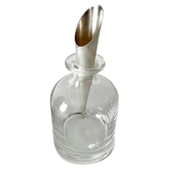 Crystal Italian Pampaloni Decanter with Sterling Silver Cone Style Stopper For Sale - Image 9 of 9