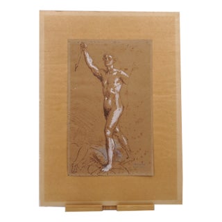 Théodore Chassériau, Preparatory Drawing, 1850s, Chalk & Pencil on Paper For Sale