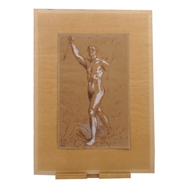 Théodore Chassériau, Preparatory Drawing, 1850s, Chalk & Pencil on Paper For Sale