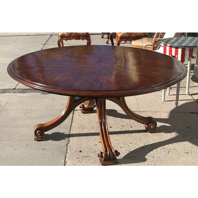 Dessin Fournir Therien Workshops for Dessin Fournir Round Volute Walnut Extension Dining Table For Sale - Image 4 of 6