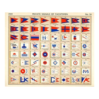 1939, Yacht Owners Flags, Original Vintage Sailing Lithograph, #26 For Sale