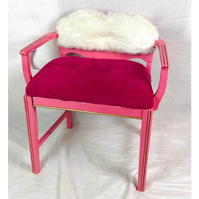 Hot Pink White Faux Fur Gold Chair Chairish