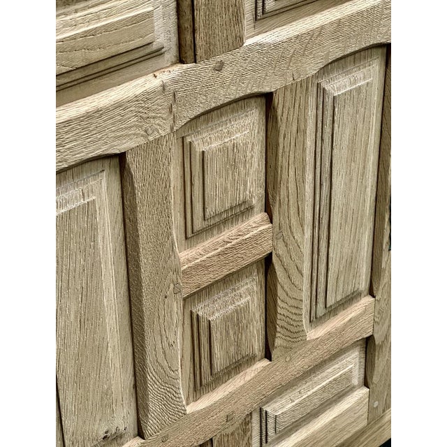 Vintage French White Oak Brutalist Sideboard, France, 1960s For Sale - Image 6 of 15