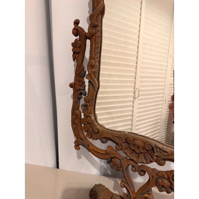 1900 - 1909 Large Victorian Antique Cast Iron Vanity Mirror For Sale - Image 5 of 12