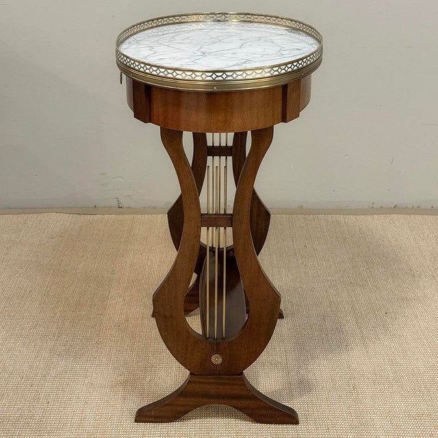 Antique French Neoclassical Oval End Table With Carrara Marble For Sale - Image 11 of 17