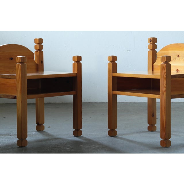 Mid-Century Modern Vintage Pine Bedside Tables, Denmark, 1970s, Set of 2 For Sale - Image 3 of 18