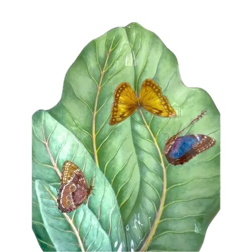 Mottahedeh Vintage Mottahedeh Leaf & Butterfly Serving Dish For Sale - Image 4 of 6
