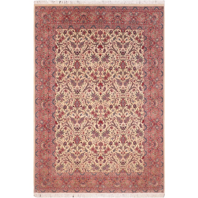 Shabby Chic Floral 1990's Pak-Persian Beige/Pink Wool Rug - 8'2'' X 11'0'' For Sale - Image 9 of 9