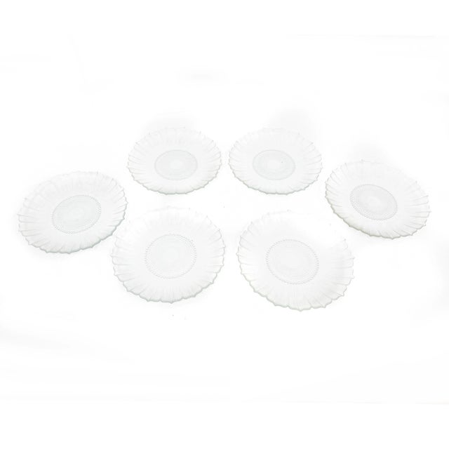 Mid-Century Modern Flower Shaped Clear Glass Plates- 6 Pieces For Sale - Image 4 of 4