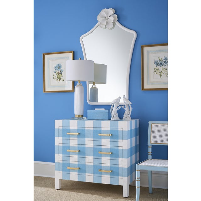 Gracious Raffia Chest - Blue Gingham For Sale - Image 9 of 9