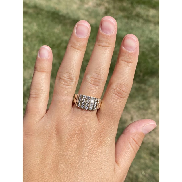 The Tavanta: Ladies 14K Yellow Gold Cocktail Ring Channel set with Diamonds For Sale - Image 9 of 10