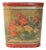 Antique Leather Wrapped Floral Wastebasket For Sale