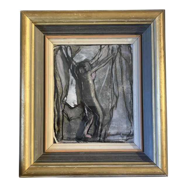 1960’s Original Abstract Nude Painting/Drawing Vintage Frame For Sale