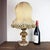 Cream Vintage Italian Silk Lampshade Carved Wood Table Lamp, 1980s For Sale - Image 8 of 16