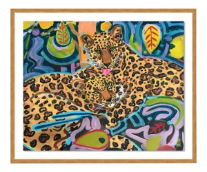 Jaguars by Jelly Chen in Gold Framed Paper, Medium Art Print