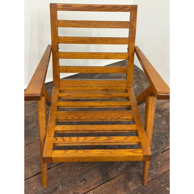 Wood Mid Century Modern Oak Slat Construction Z Chair, Crawford Furniture For Sale - Image 7 of 14
