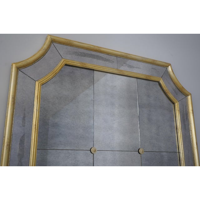 Glass Large Gold Leaf Decorator Pier Mirror W. Distressed Glass For Sale - Image 7 of 9
