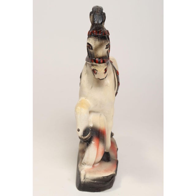 Circa 1920s/30s American painted chalkware Trojan Horse in attractive red, black, and cream/white palette. These figurines...