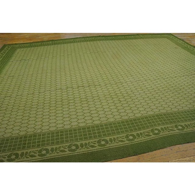 Splendid Green Color With Small Ikat Pattern Design Antique Ingrain Rug For Sale In New York - Image 6 of 7