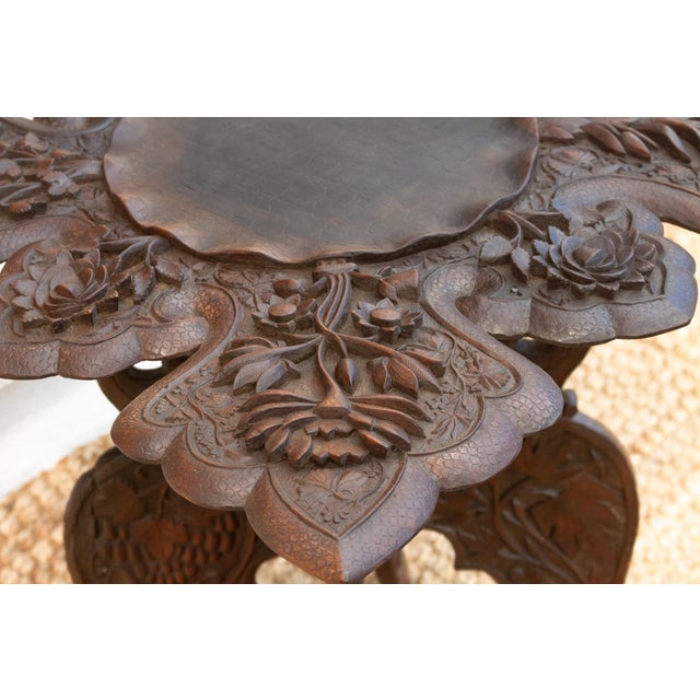 Wood Rare Anglo Indian Finely Carved Side Table For Sale - Image 7 of 11