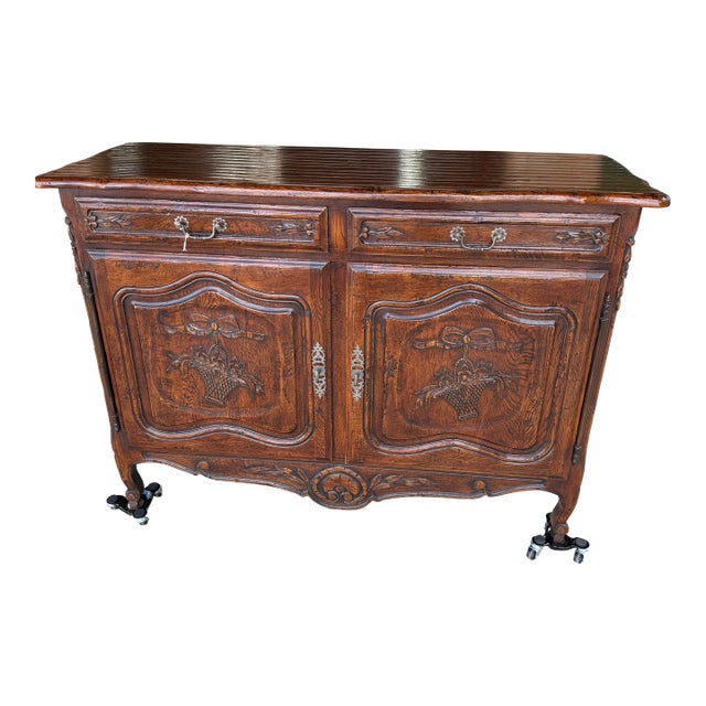 1900s Antique French Hand Carved Buffet For Sale
