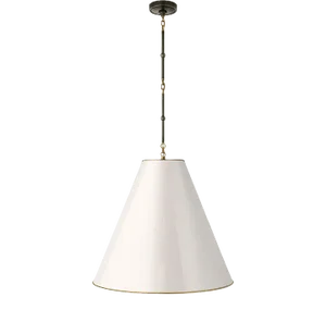Thomas O'Brien for Visual Comfort Signature Goodman Large Hanging Lamp in Bronze & Hand-Rubbed Antique Brass with Antique White Shade