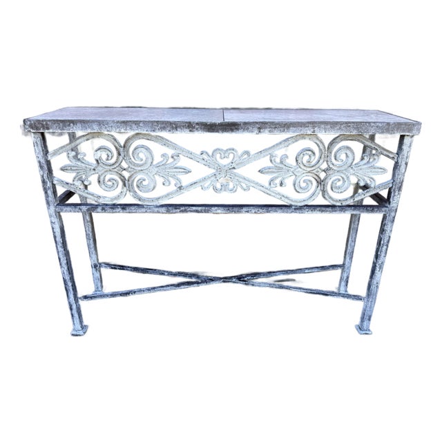 Iron and Marble Small Console Table For Sale