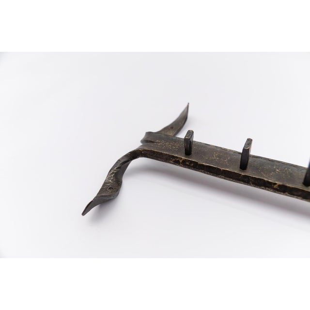 Mid-Century Modern French Handmade Wrought Iron Wall Coat Rack, 1960s For Sale - Image 6 of 9