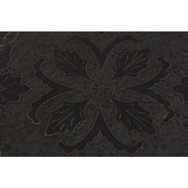 1990s Maitland Smith Mahogany and Metal Round End Table For Sale - Image 5 of 13