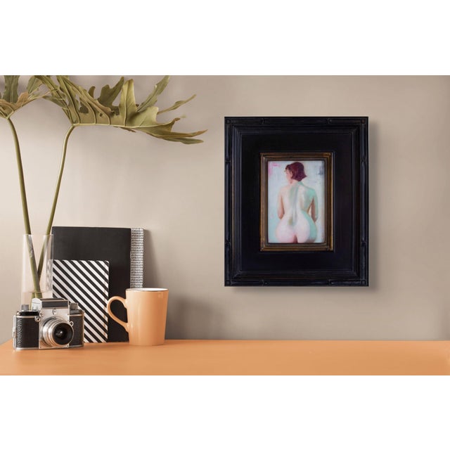 Peachy Keen by Kirsten Savage | Oil on panel Painting of a nude female figure from behind For Sale - Image 4 of 5