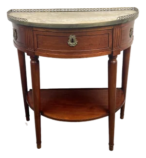 Antique French Demilune Marble Top Table