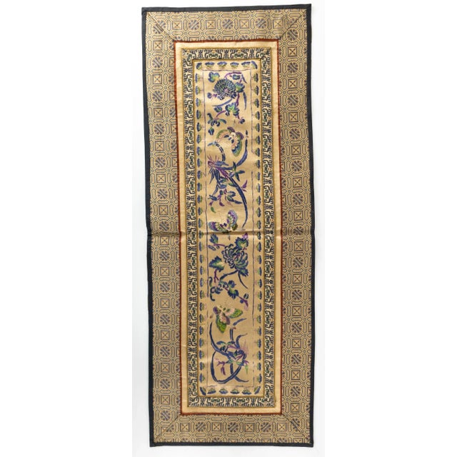 19th Century Chinese Silk Embroidered Textile Robe Sleeve Panel With Butterflies For Sale In New York - Image 6 of 6