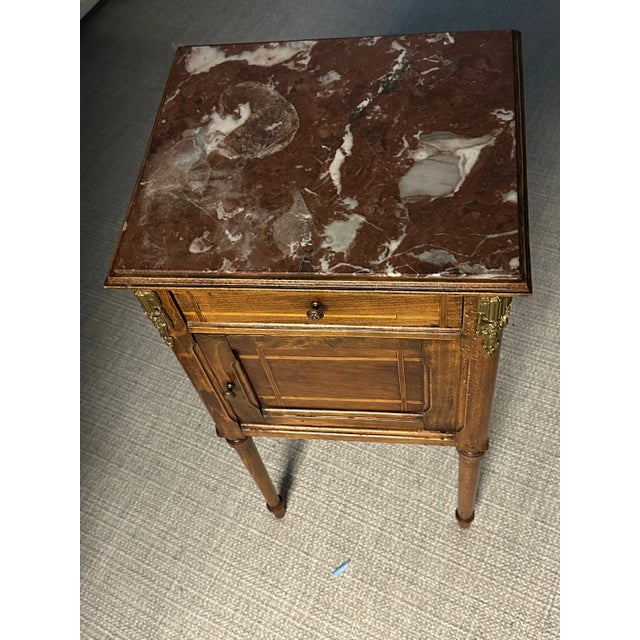 Wood Antique Marble Top Side Table For Sale - Image 7 of 7