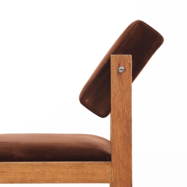 1960s Pair of French Brutalist Oak Side Chairs With Adjustable Tilting Backs, C 1960 For Sale - Image 5 of 6