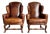 Vintage Italian Leather Wingback Chairs - A Pair For Sale