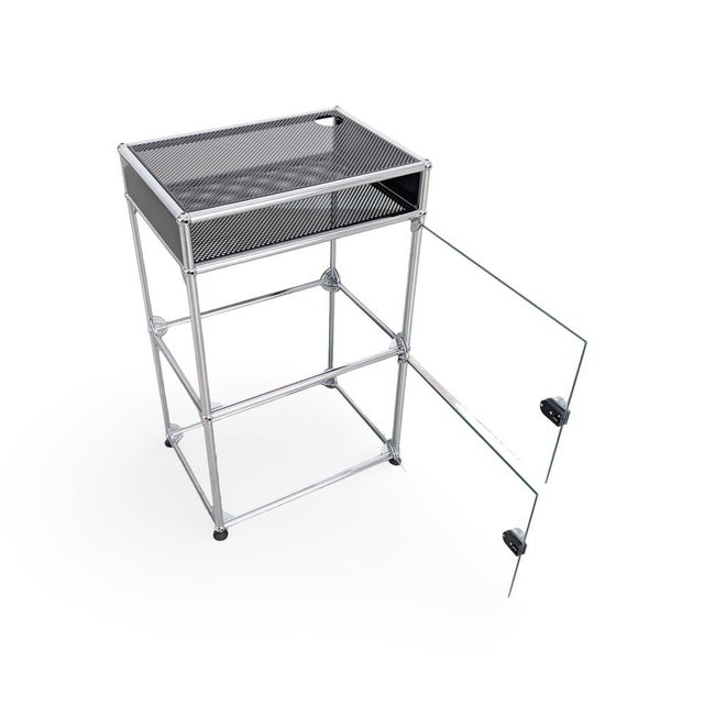 Hifi Metal Record Cabinet in Glass by Fritz Haller for USM Haller For Sale - Image 5 of 9