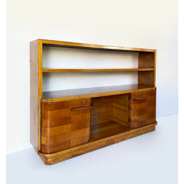 Art Deco Veneered Walnut Bookcase with Doors, 1930s For Sale - Image 13 of 13