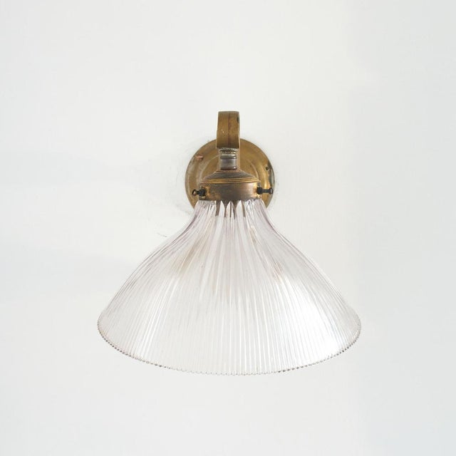 Antique Reclaimed Glass Wall Light from Holophane, 1930s For Sale - Image 3 of 10