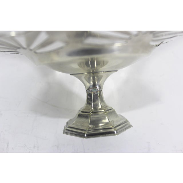 Vintage Art Deco Silverplate Pedestal Dish, Small Footed Pierced Tray For Sale - Image 9 of 9