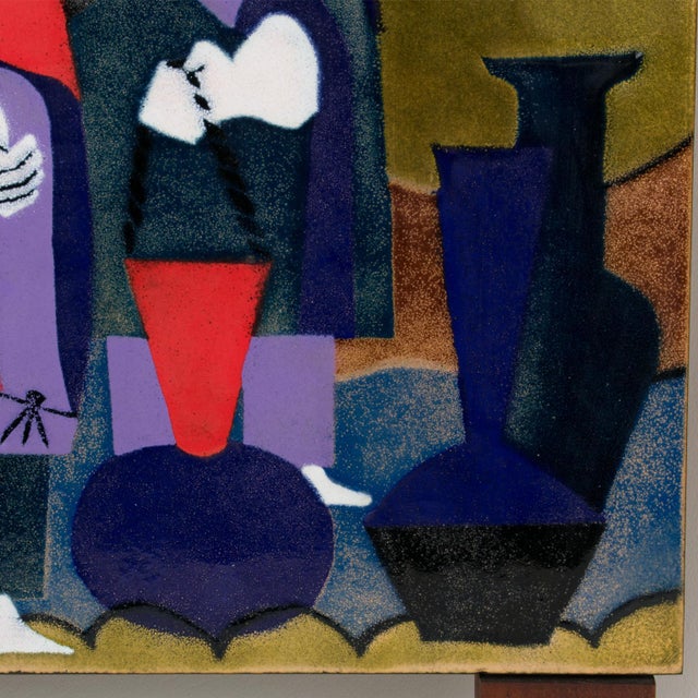 Wood Judith Daner Enamel Artwork Wall Panels Set, the Mexicans, 1950s, Set of 2 Pieces For Sale - Image 7 of 17