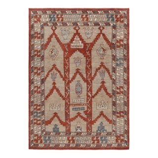 Rug & Kilim’s Tribal Rug in Red and Beige-Brown All Over Geometric Pattern For Sale