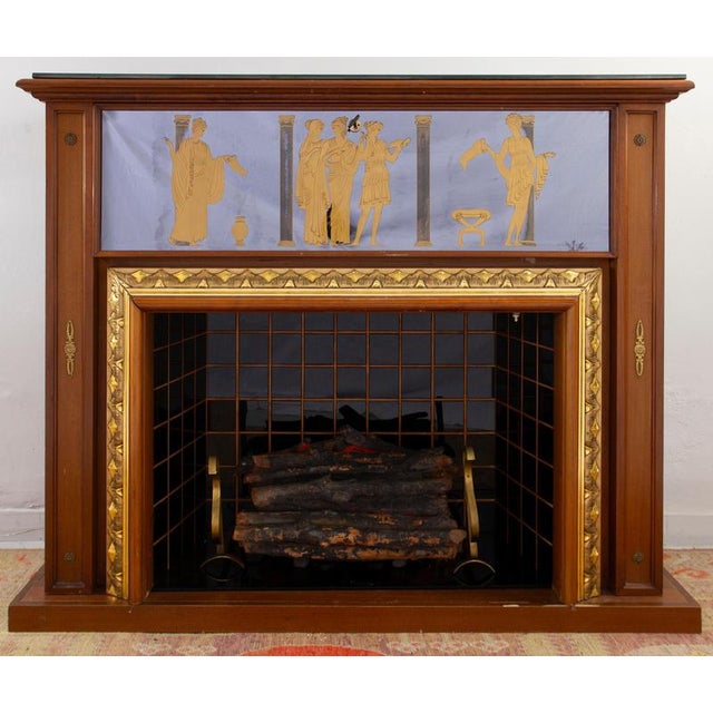 Elegant and unusual chimney-shaped bar cabinet, tessellated in black opaline glass outlined by aceso profiles, the...