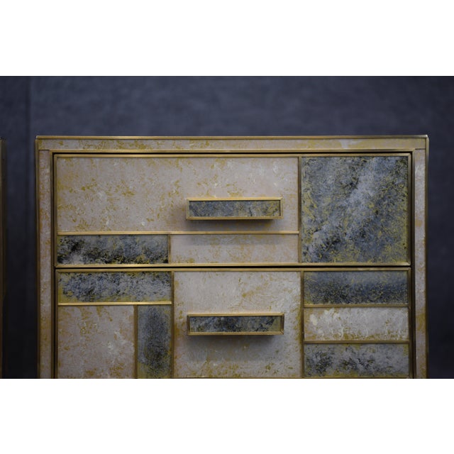 Bedside Tables in Walnut and Stone-Effect Murano Glass from Justfurnituress SRL, Set of 2 For Sale - Image 12 of 18