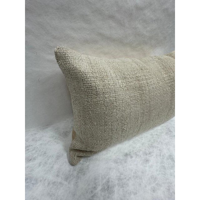 Turkish Hemp Pillow Cushion Natural Beige Pillow Cushion Cover 16" x 24" For Sale - Image 4 of 4