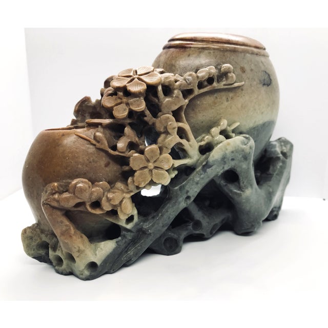 Chinese Vintage Pretty Soapstone Holder For Sale - Image 3 of 11